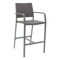 BAL-5725A Outdoor Restaurant Barstool - Anthracite Black Seat/Back - Indo Frame