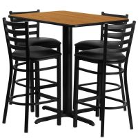 Laminate Table Set 24x42 - Natural Table w/ Black Vinyl Barstool