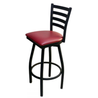 316 Metal Frame Swivel Barstool - Black Frame/Red Vinyl Seat