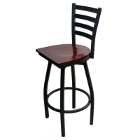 316 Metal Frame Swivel Barstool - Black Frame/Dark Wood Seat