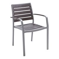 AL-5700A - Outdoor Arm Chair - Gray Frame/Gray Faux Teak
