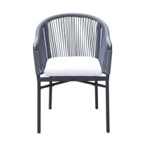824 Outdoor Resin Arm Chair - Black with Grey Rope Back - Front View