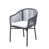 824 Outdoor Resin Arm Chair - Black with Grey Rope Back