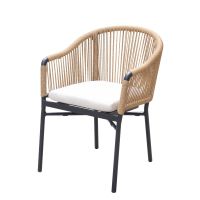 824 Outdoor Resin Arm Chair - Black with Tan Rope Back