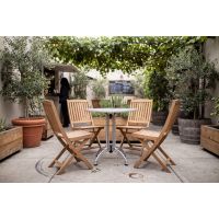 AL-1304 Outdoor Table Base-Outside a Cafe - Silver