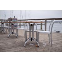 AL-1304 Outdoor Table Bases on Waterfront- Silver