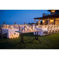 AL-1304 DP Rectangle Outdoor Table Base Shown with Candles - Black