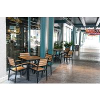 AL-1316 Black Outdoor Table Bases shown with AL-5602 Outdoor chairs