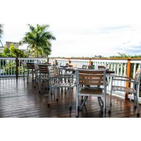 AL-1316 Silver Outdoor Table Bases with AL-5602 Chairs on Patio