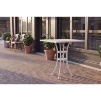 AL-1316BH Bar Height Rectangle Silver Outdoor Table Base on deck