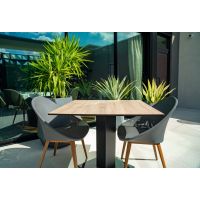 AL-2500 Outdoor Table Base - Black shown on Restaurant Patio