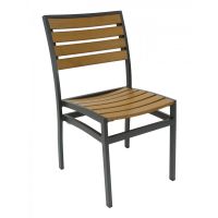 AL-5602 Outdoor Side Chair - Anthracite Frame/Faux Teak