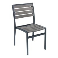 AL-5602 Outdoor Side Chair - Black frame/Gray Teak