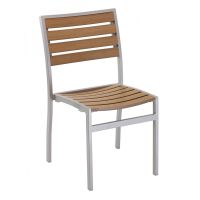 AL-5602 Outdoor Side Chair - Silver Frame/Teak