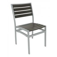 AL-5602 Outdoor Side Chair - Silver Frame/Gray Faux Teak