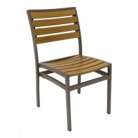 AL-5602 Outdoor Side Chair - Taupe Frame/Faux Teak