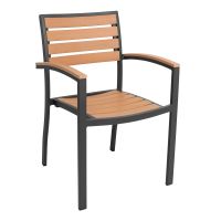 AL-5602 Outdoor Arm Chair - Black Frame/Teak