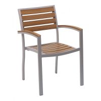 AL-5602 Outdoor Arm Chair - Silver Frame/Teak