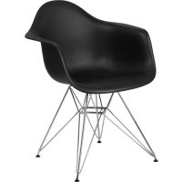 Alonza Plastic Chair with Chrome Frame - Black