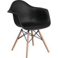 Alonza Plastic Wood Base Chair - Black