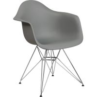 Alonza Plastic Chair with Chrome Frame - Gray