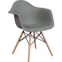 Alonza Plastic Wood Base Chair - Gray