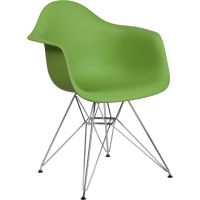 Alonza Plastic Chair with Chrome Frame - Green