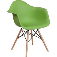 Alonza Plastic Wood Base Chair - Green