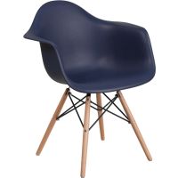 Alonza Plastic Wood Base Chair - Navy