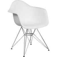 Alonza Plastic Chair with Chrome Frame - White