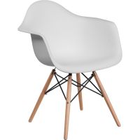 Alonza Plastic Wood Base Chair - White