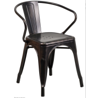 Bistro Arm Chair - Black with Antique Gold