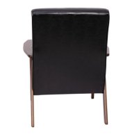 Langston Modern Arm Chair - Black Leather/Faux Leather, Walnut frame