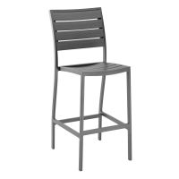 BAL-5602 Outdoor Barstool without Arms - Gray Frame/Faux Gray Teak Seat