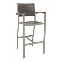 BAL-5602 Outdoor Barstool with Arms - Gray Frame/Faux Gray Teak Seat