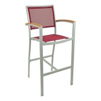 BAL-5624 Outdoor Barstool - Silver/Wine