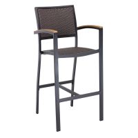 BAL-5625 Outdoor Arm Barstool - Black Frame/Java Weave