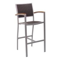 BAL-5625 Outdoor Arm Barstool - Silver Frame/Java Weave