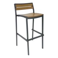 BAL-5700 Outdoor Barstool - Anthracite Frame/Faux Teak