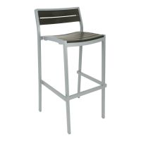 BAL-5700 Outdoor Barstool - Silver Frame/Gray Faux Teak