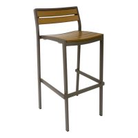 BAL-5700 Outdoor Barstool - Taupe Frame/Faux Teak