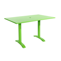 Beachcomber Bali Outdoor Table - Shown in 32 x 48, Lime, with Bali End Bases, Umbrella Hole Option