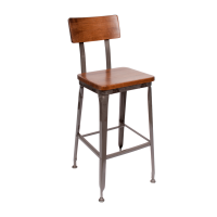 Lincoln Metal Frame Barstool - Autumn Ash Wood Seat