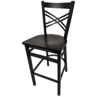 SL2130-1 - Crossback Black Metal Frame Barstool - Black Wood Seat