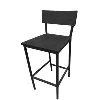 Timber Metal Frame Barstool - Black Finish