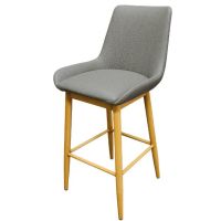 Amata Upholstered Bucket Seat Barstool - Charcoal/Natural Clear Coat