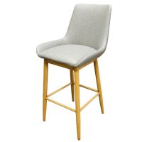 Amata Upholstered Bucket Seat Barstool - Light Moss/Natural Clear Coat