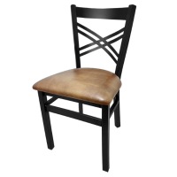 SL2130 Black Metal Frame Chair -Buckskin Vinyl Seat
