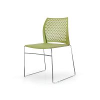 Hoopz Stack Chair -- Silver Metal Frame/Dancing Green seat