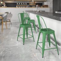 Kai Bistro Indoor Outdoor Counter Height Barstool - Green